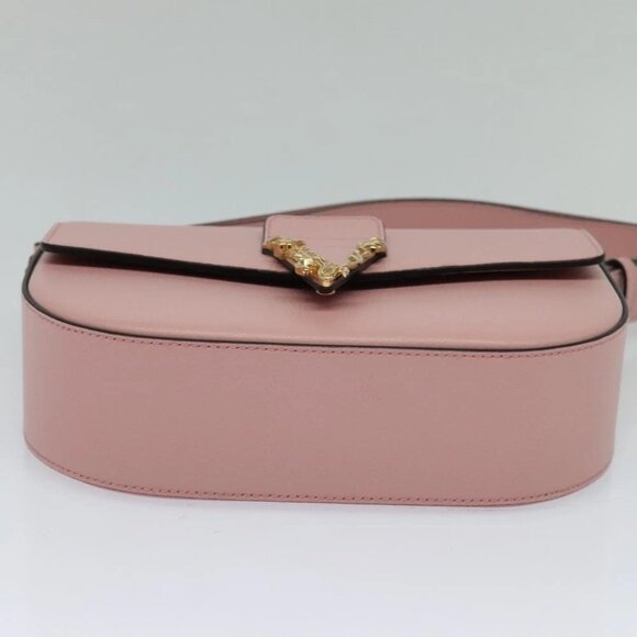 VERSACE Shoulder Bag Leather Pink Gold Auth 114697V - Picture 6 of 16